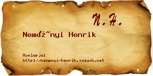 Neményi Henrik névjegykártya